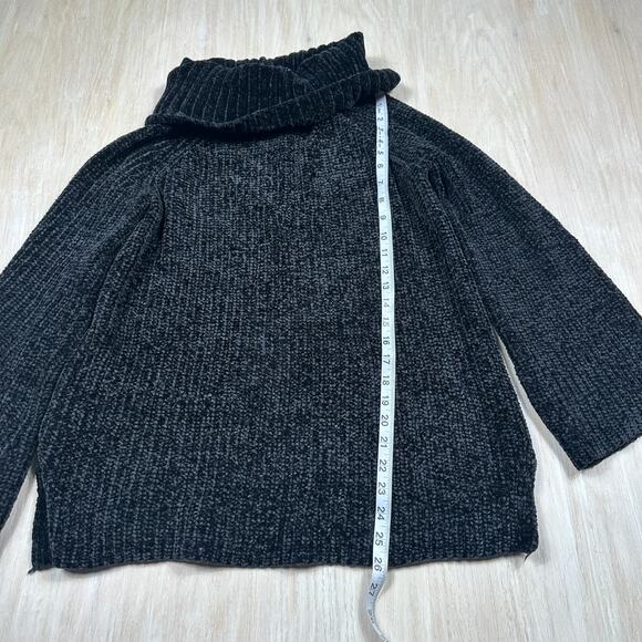 Lucky Brand Black Chenille Ribbed Knit Turtleneck Pullover Cozy Sweater Medium - Picture 6 of 13